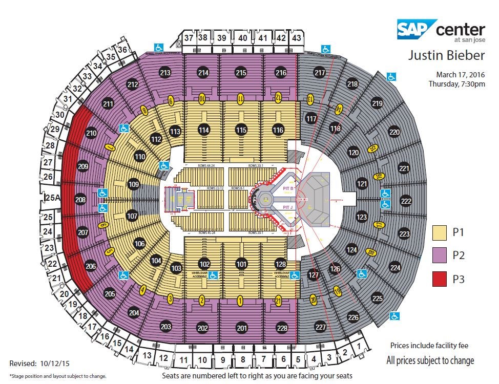 Oracle Arena Seating Chart Justin Bieber