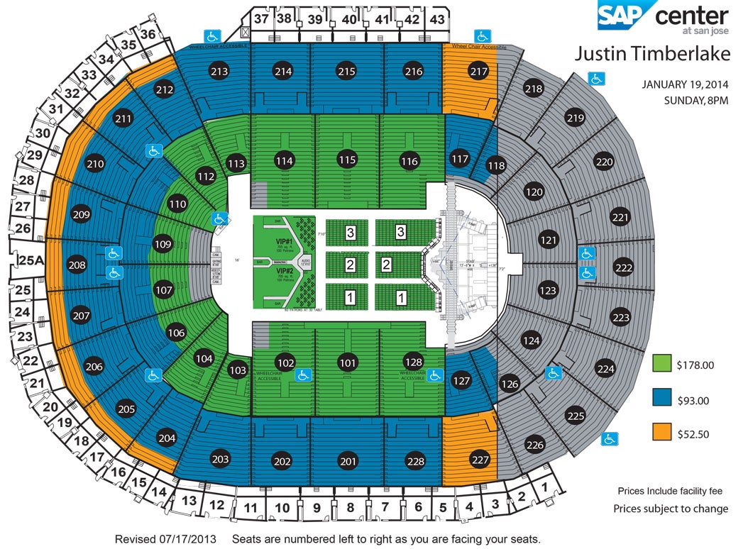 Sap Center Seating Chart Justin Timberlake