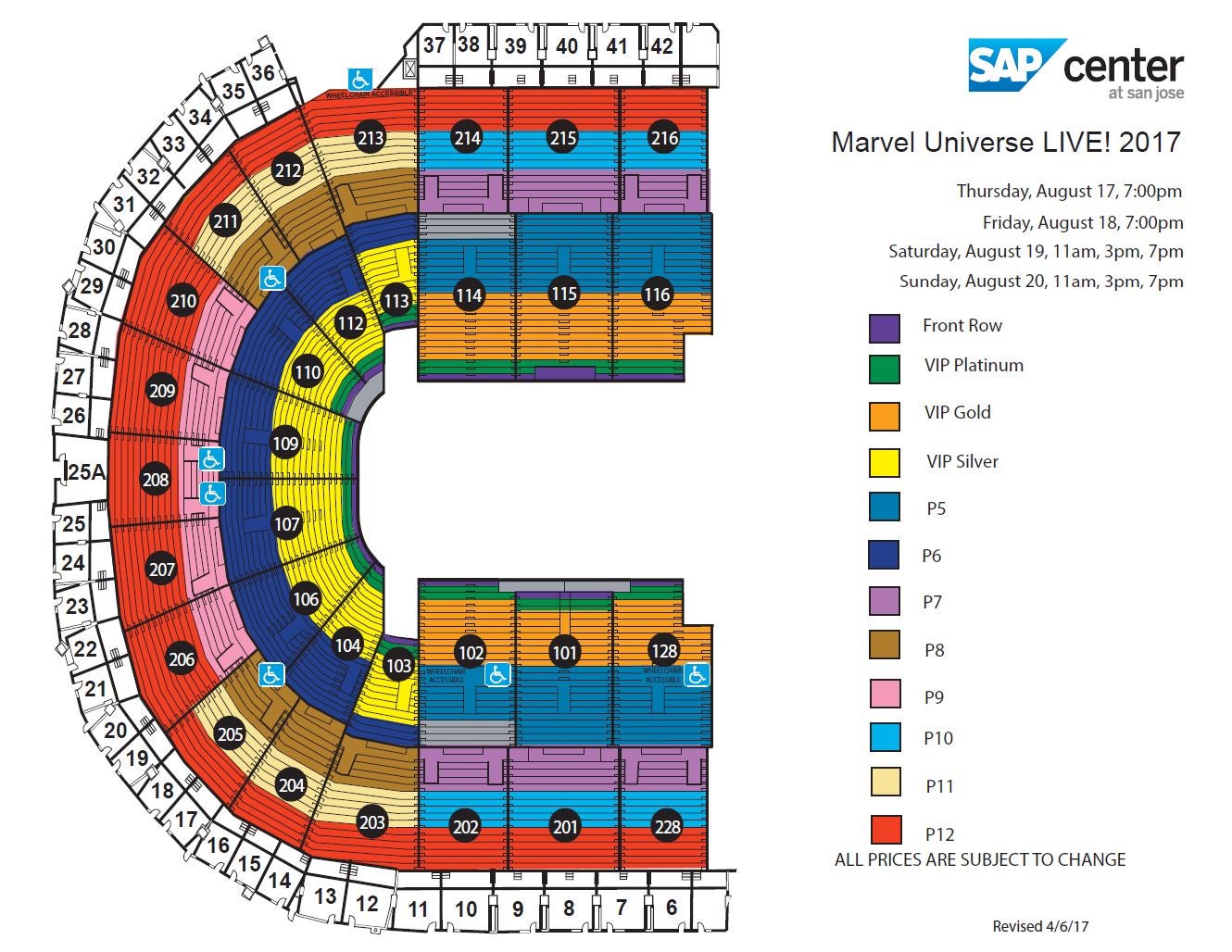 Marvel Universe Live Seating Chart