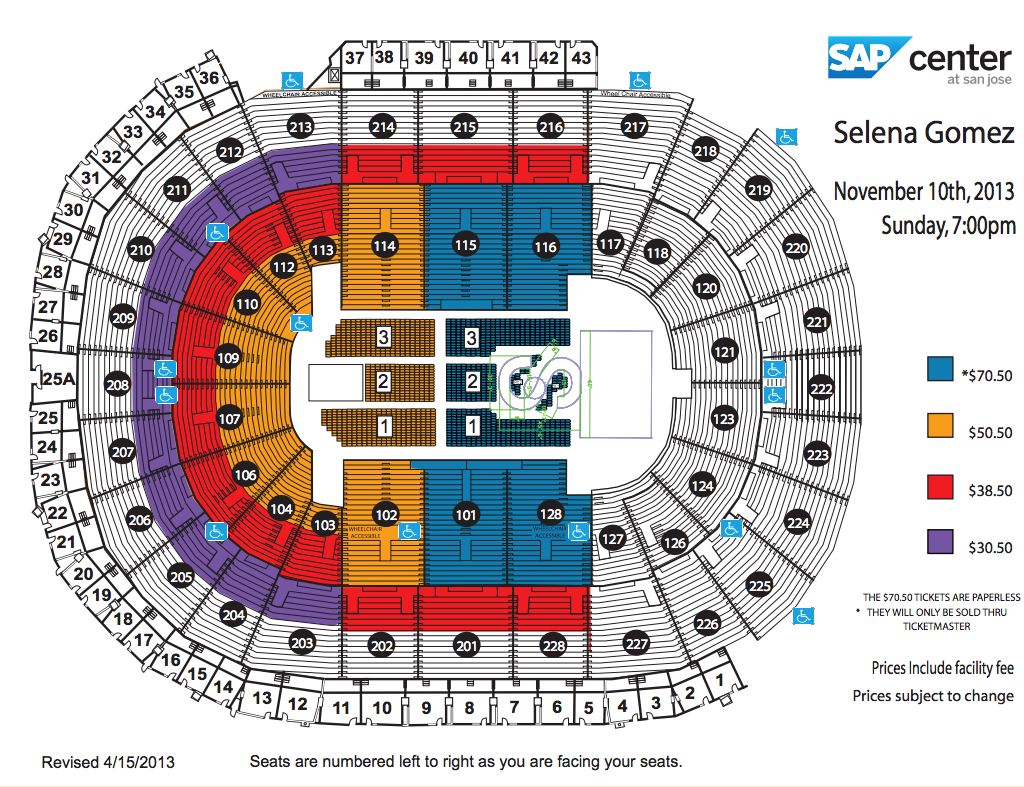 Selena Gomez Seating Chart