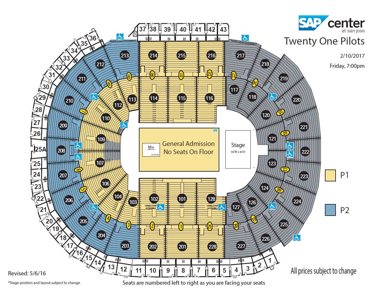 Breakdown of the SAP Center at San Jose Seating Chart